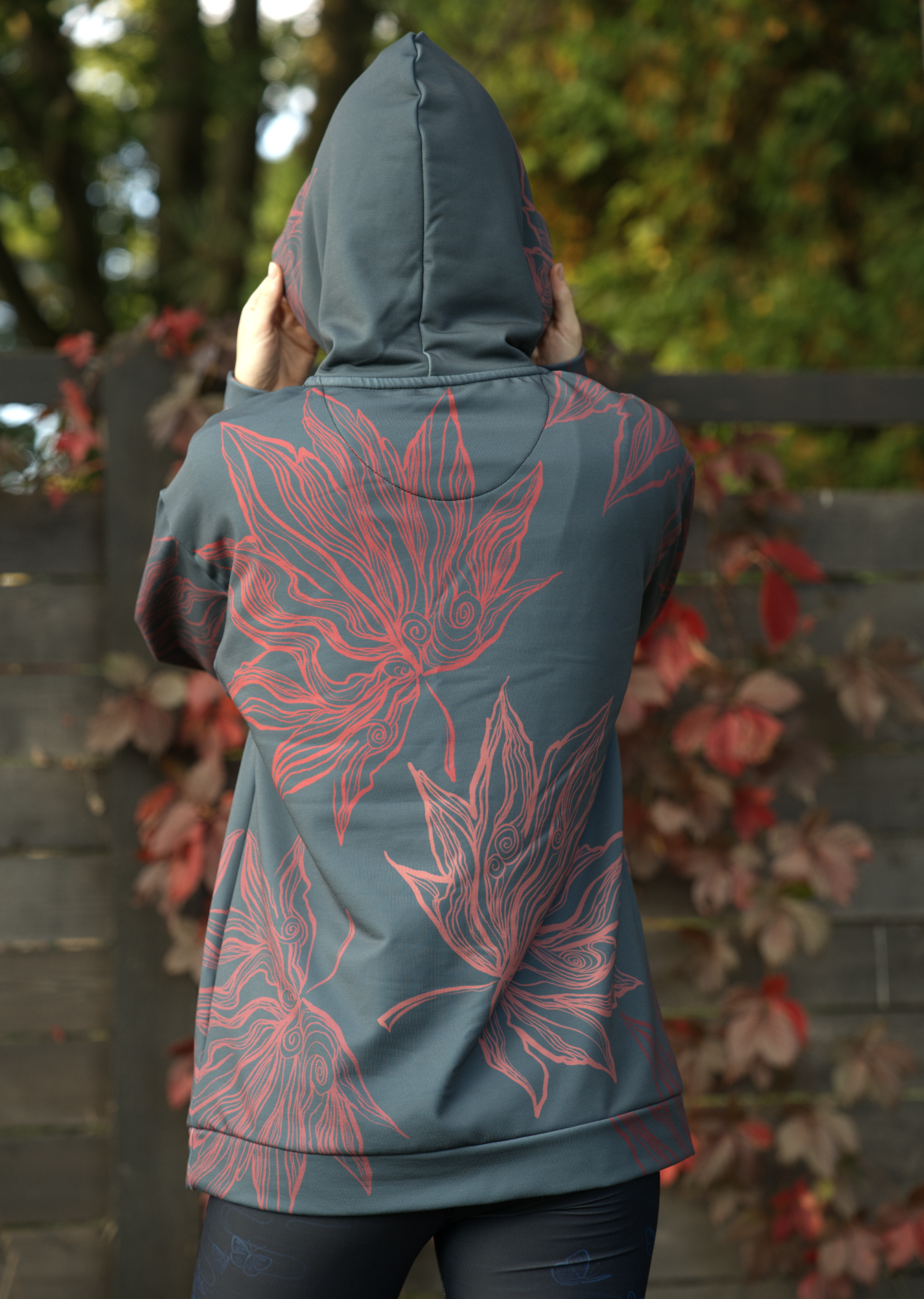 Chinese Fall Leaves Large GREEN - Unisex Pullover Hoodie