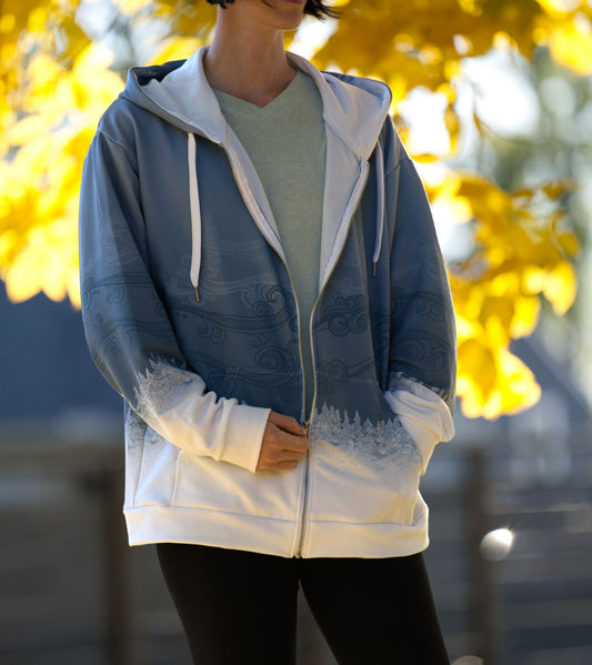 White Forest Mist - Unisex Zip Up Hoodie