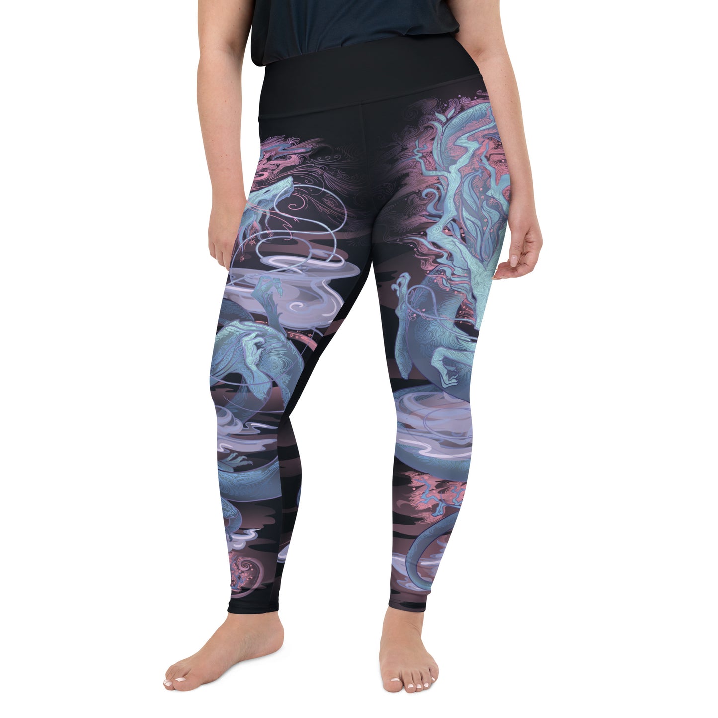 Cherry Blossom Dragon - Plus Size - Yoga Leggings