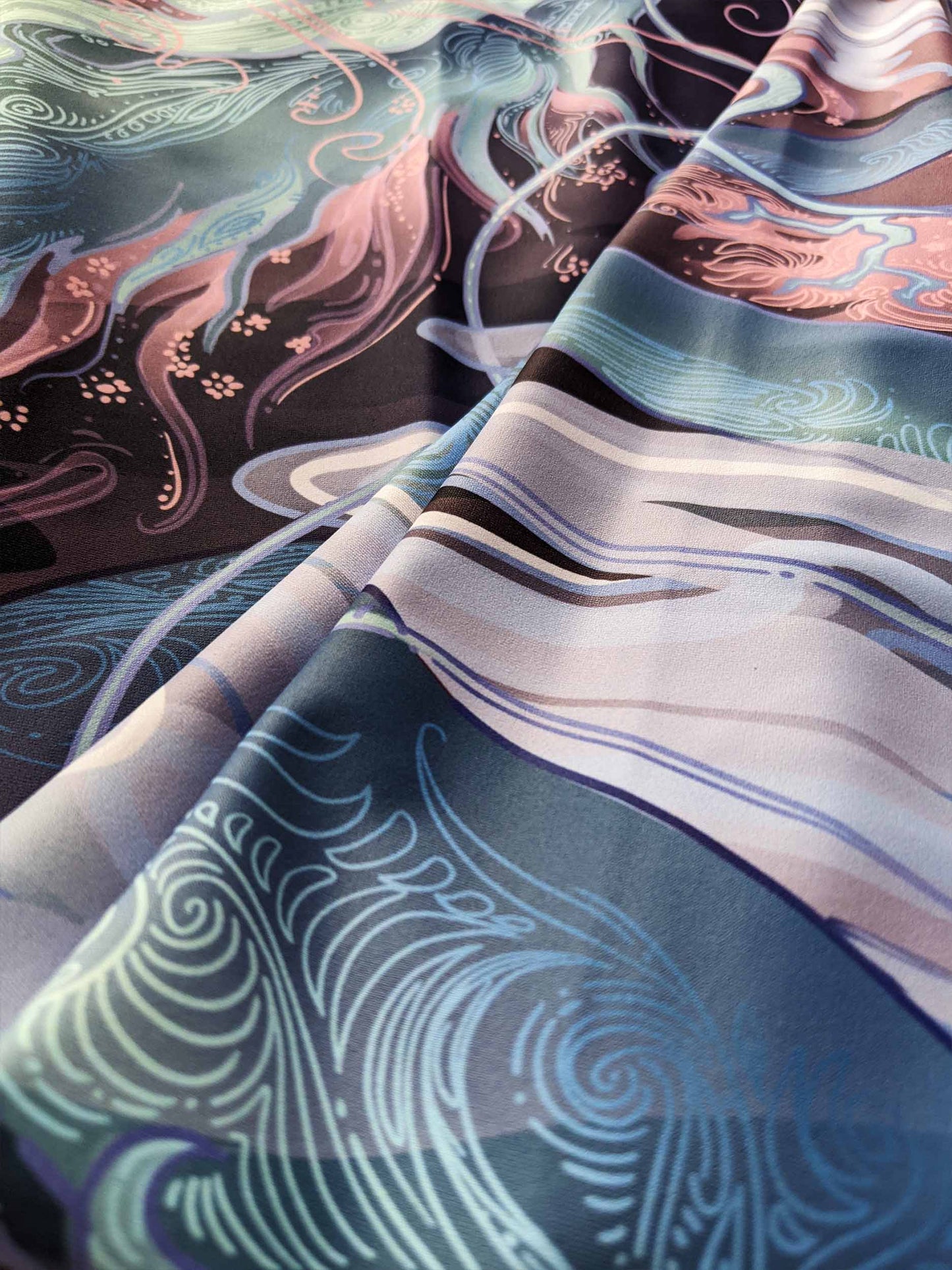 Sakura Chinese Dragon Purple and Blue - Yoga Leggings