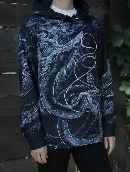 Chinese Silver Dragon Pullover Hoodie