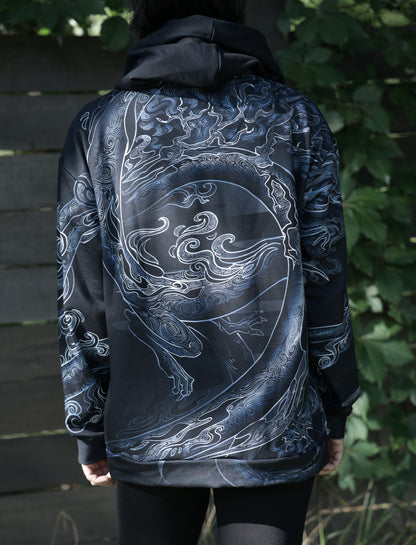 Chinese Silver Dragon Pullover Hoodie