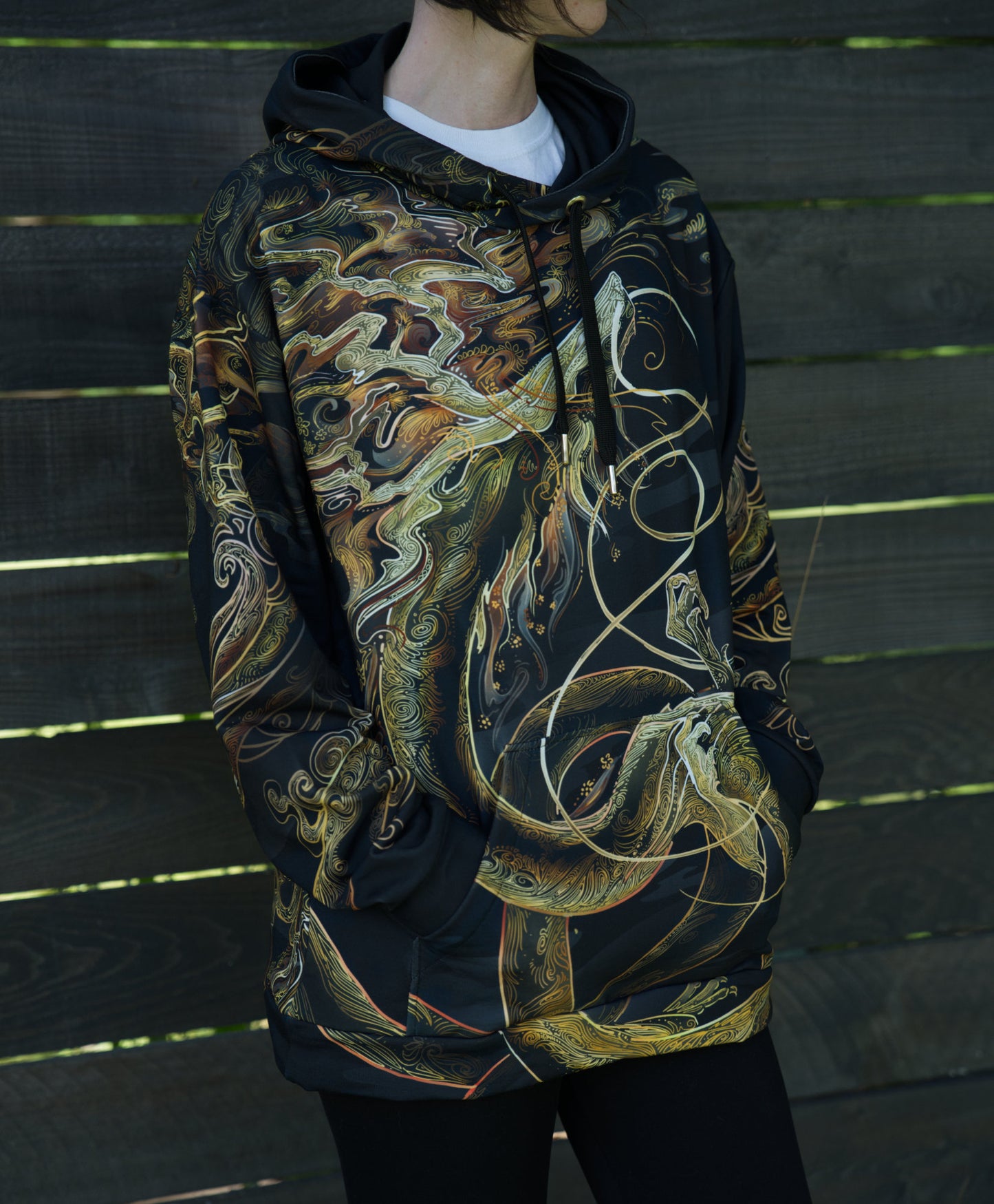 Chinese Gold Dragon Pullover Hoodie
