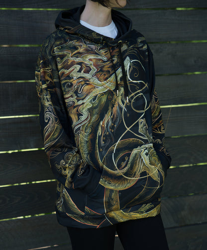 Chinese Gold Dragon Pullover Hoodie