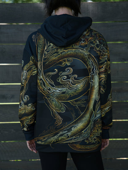 Chinese Gold Dragon Pullover Hoodie