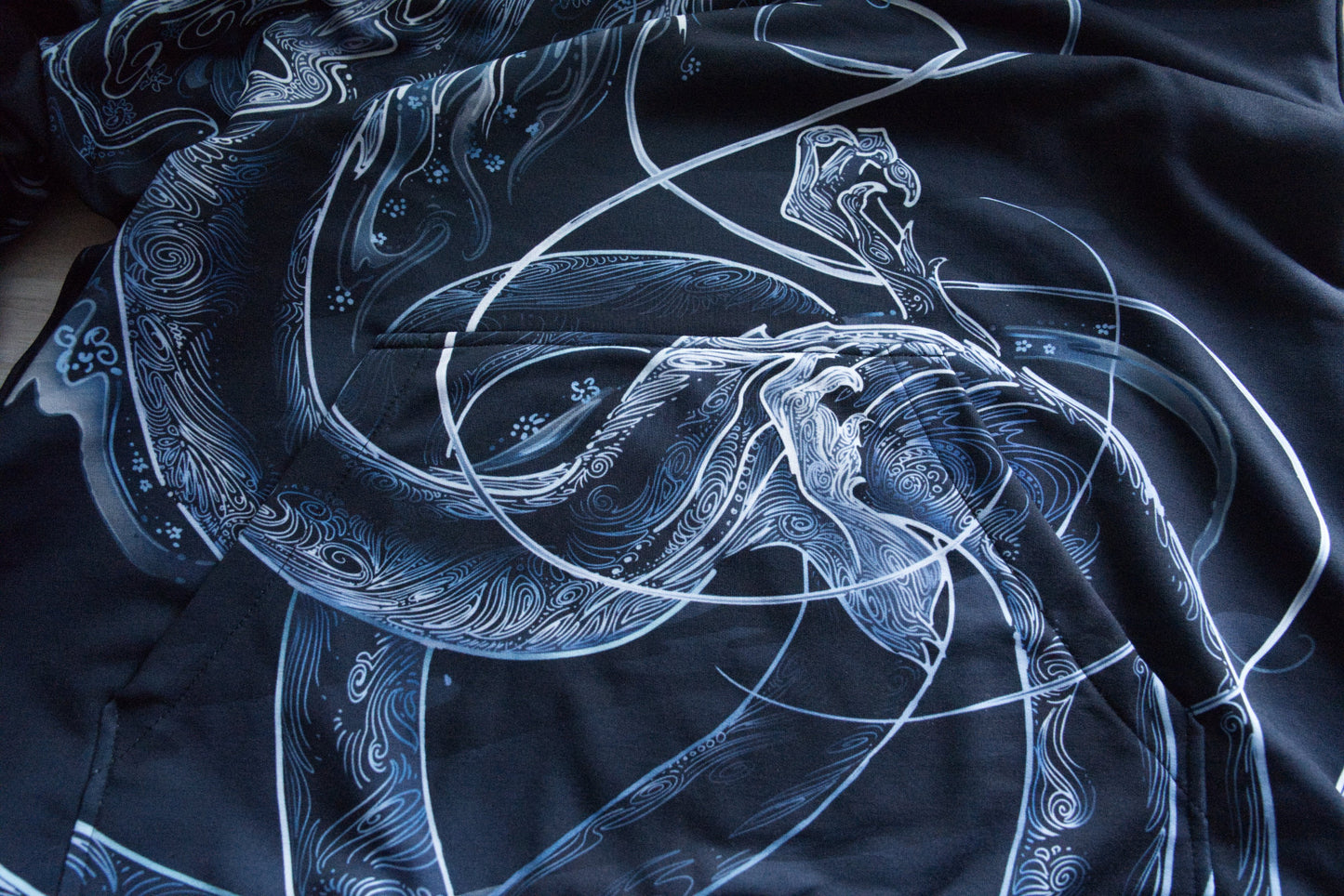 Chinese Silver Dragon Pullover Hoodie