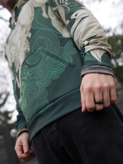 Fantasy Multi-Tailed Fox Emerald Green - Unisex Pullover Hoodie
