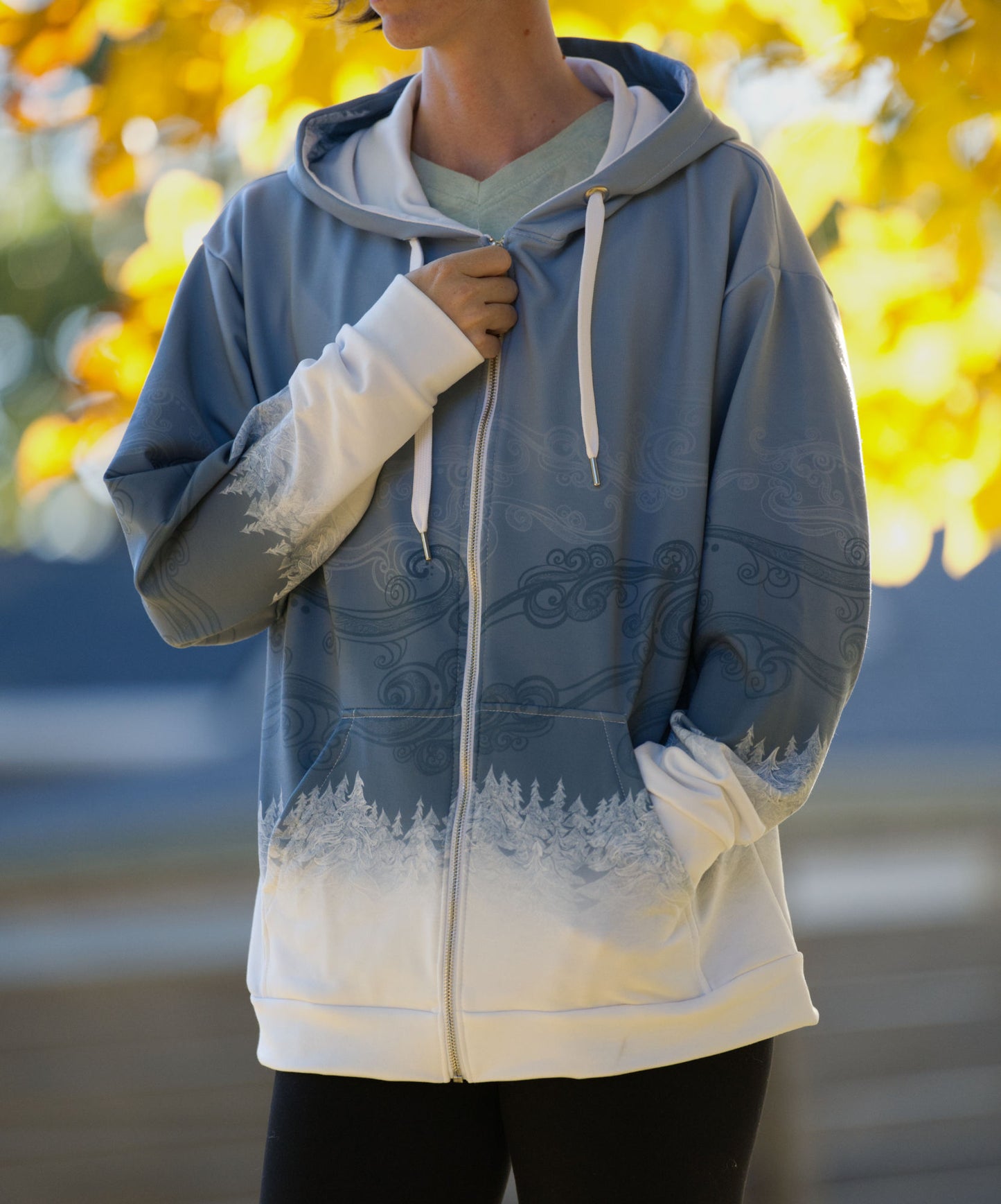White Forest Mist - Unisex Zip Up Hoodie