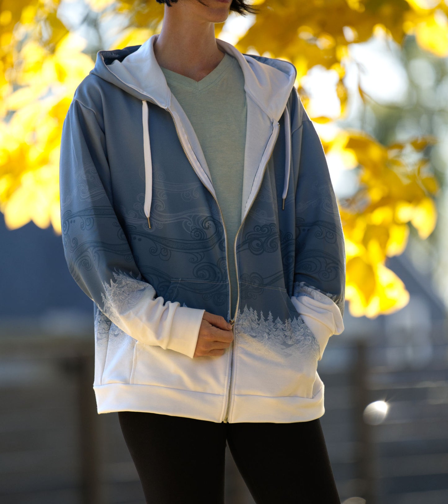 White Forest Mist - Unisex Zip Up Hoodie