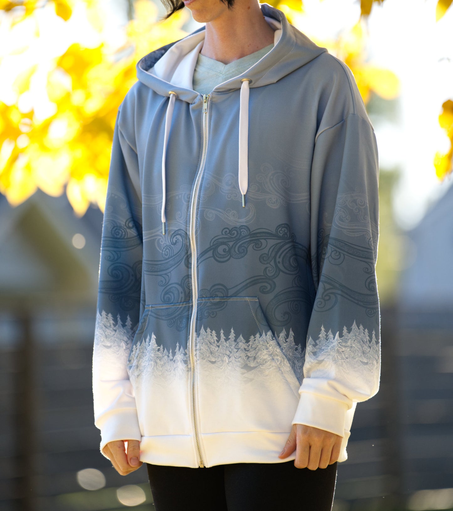 White Forest Mist - Unisex Zip Up Hoodie