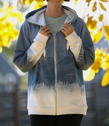 White Forest Mist - Unisex Zip Up Hoodie