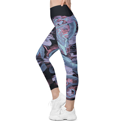 Sakura Dragon Purple - Pocket Leggings