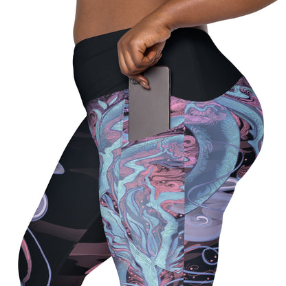 Sakura Dragon Purple - Pocket Leggings