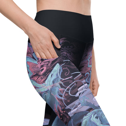 Sakura Dragon Purple - Pocket Leggings
