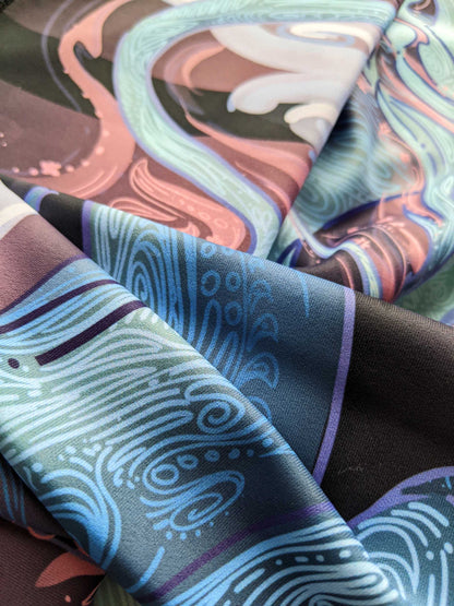 Sakura Chinese Dragon Purple and Blue - Yoga Leggings