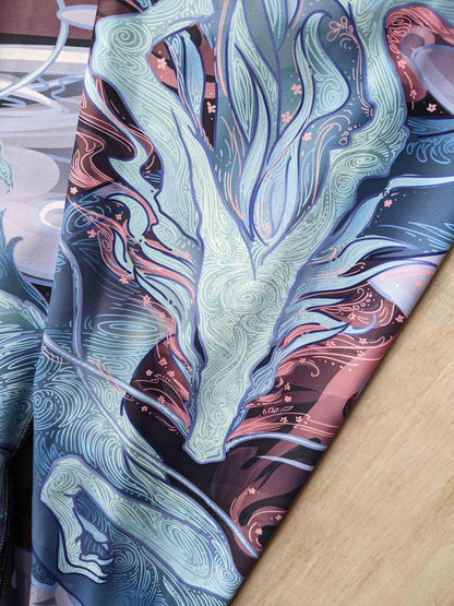 Sakura Chinese Dragon Purple and Blue - Yoga Leggings