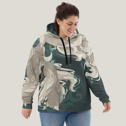 Fantasy Multi-Tailed Fox Emerald Green - Unisex Pullover Hoodie