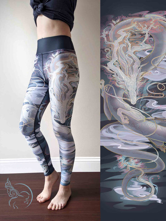 Sakura Chinese Dragon Dusk - Yoga Leggings