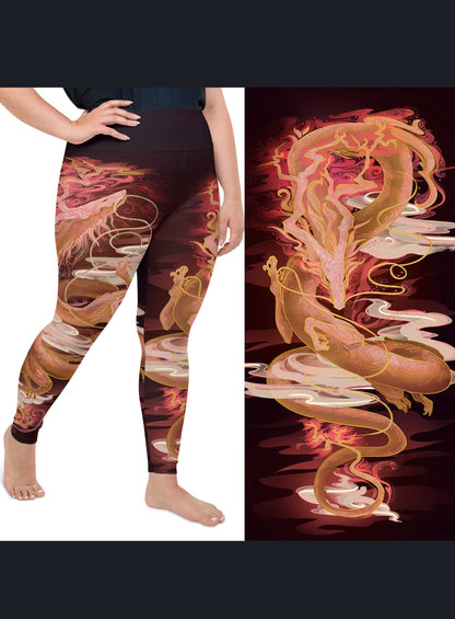 Cherry Blossom Dragon - Plus Size - Yoga Leggings