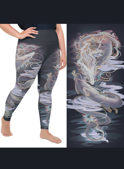 Cherry Blossom Dragon - Plus Size - Yoga Leggings