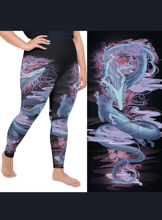 Cherry Blossom Dragon - Plus Size - Yoga Leggings